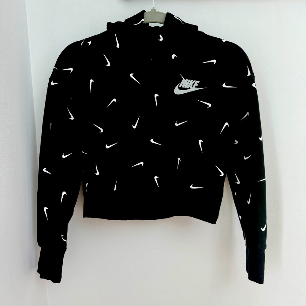 NIKE Pullover Crop Girls Hoodie in Black - Youth Size L